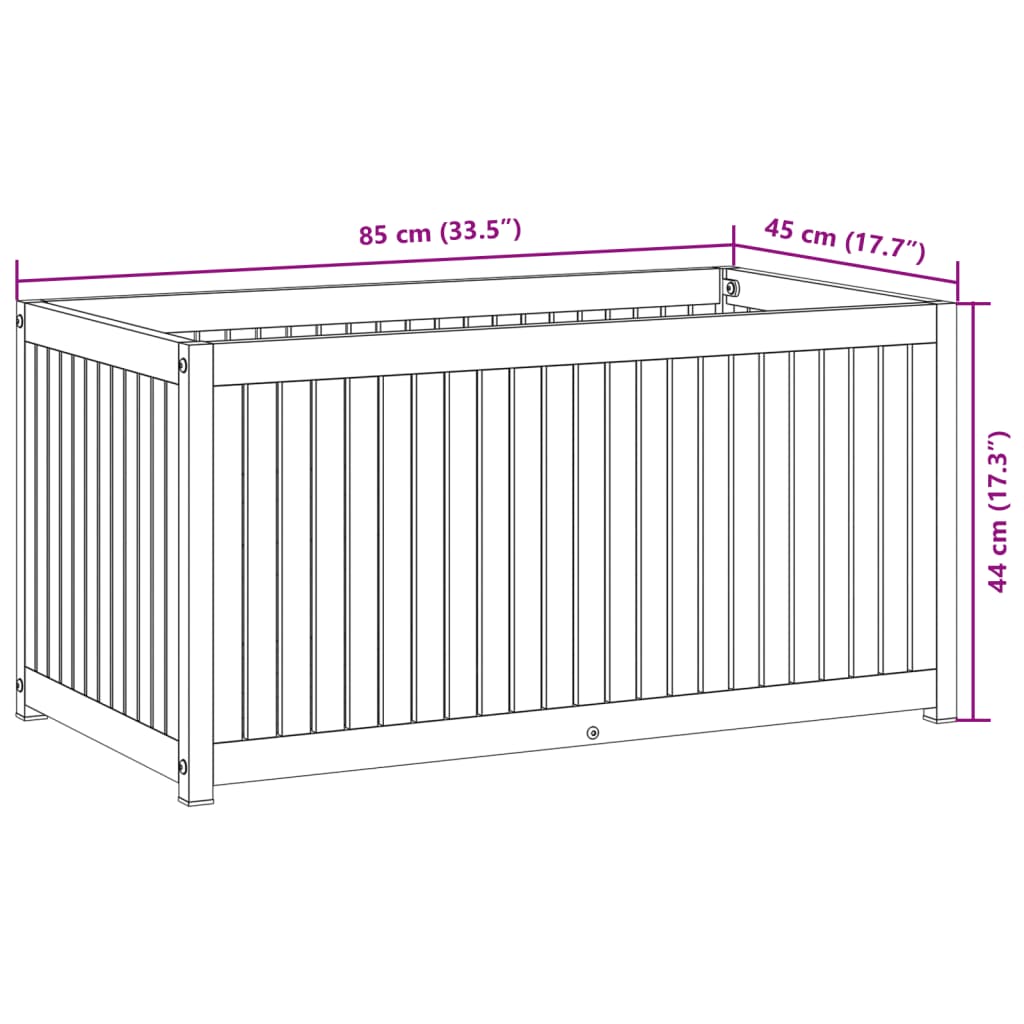 vidaXL Ζαρντινιέρα Κήπου 85x45x44 εκ. Μασίφ Ξύλο Ακακίας/Ατσάλι