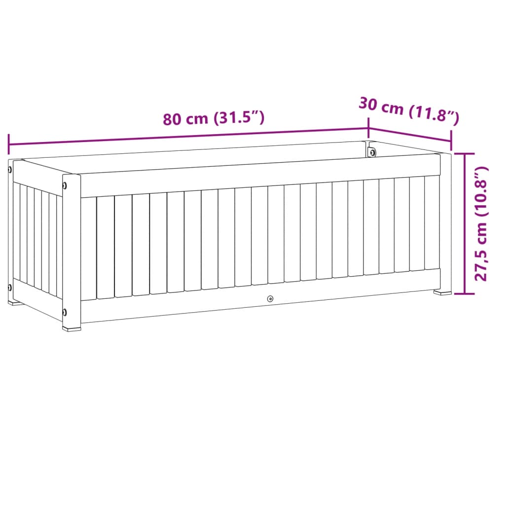 vidaXL Ζαρντινιέρα Κήπου 80x30x27,5 εκ. Μασίφ Ξύλο Ακακίας/Ατσάλι