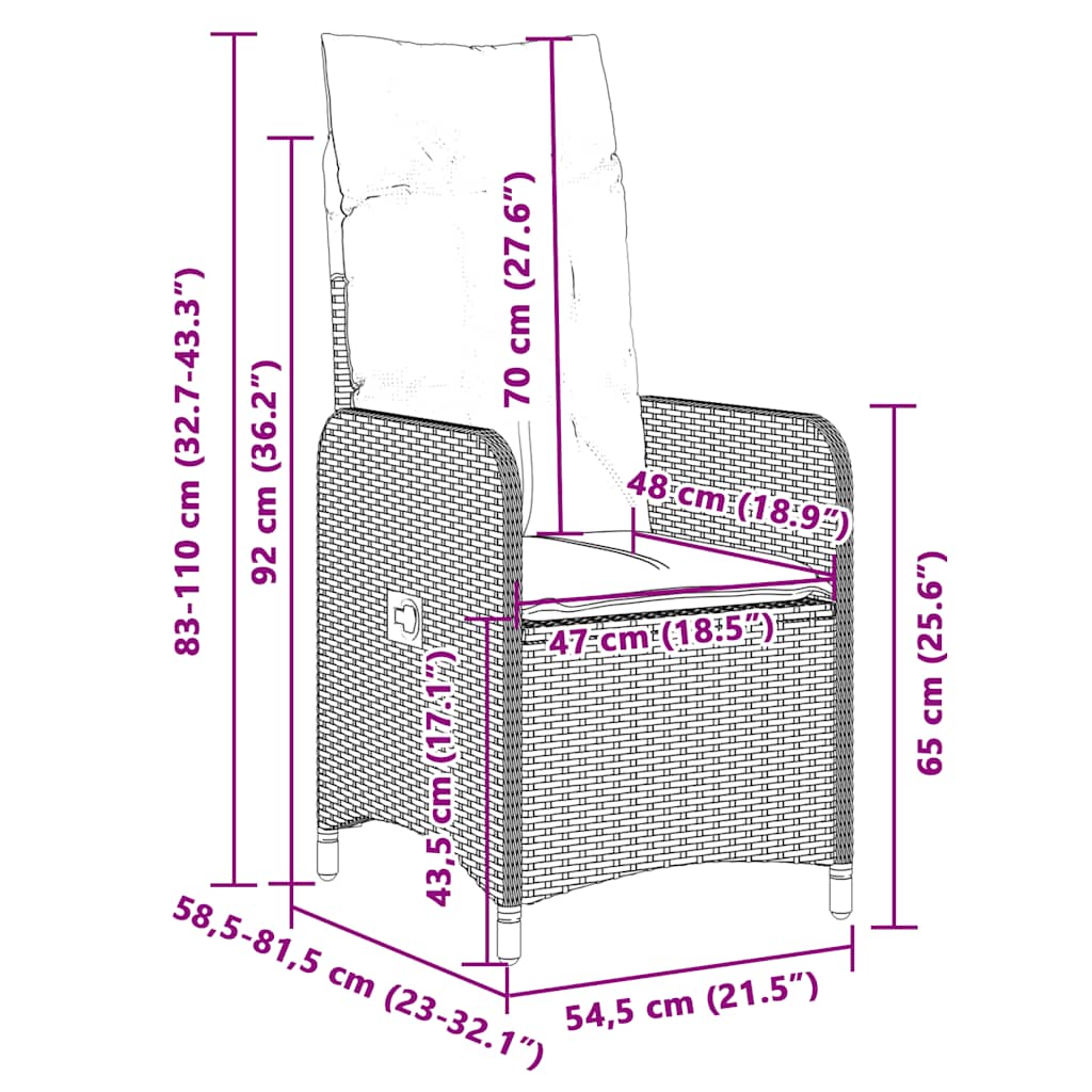vidaXL Σετ Επίπλων Μπιστρό Κήπου 5 τεμ. Καφέ Συνθ. Ρατάν με Μαξιλάρια