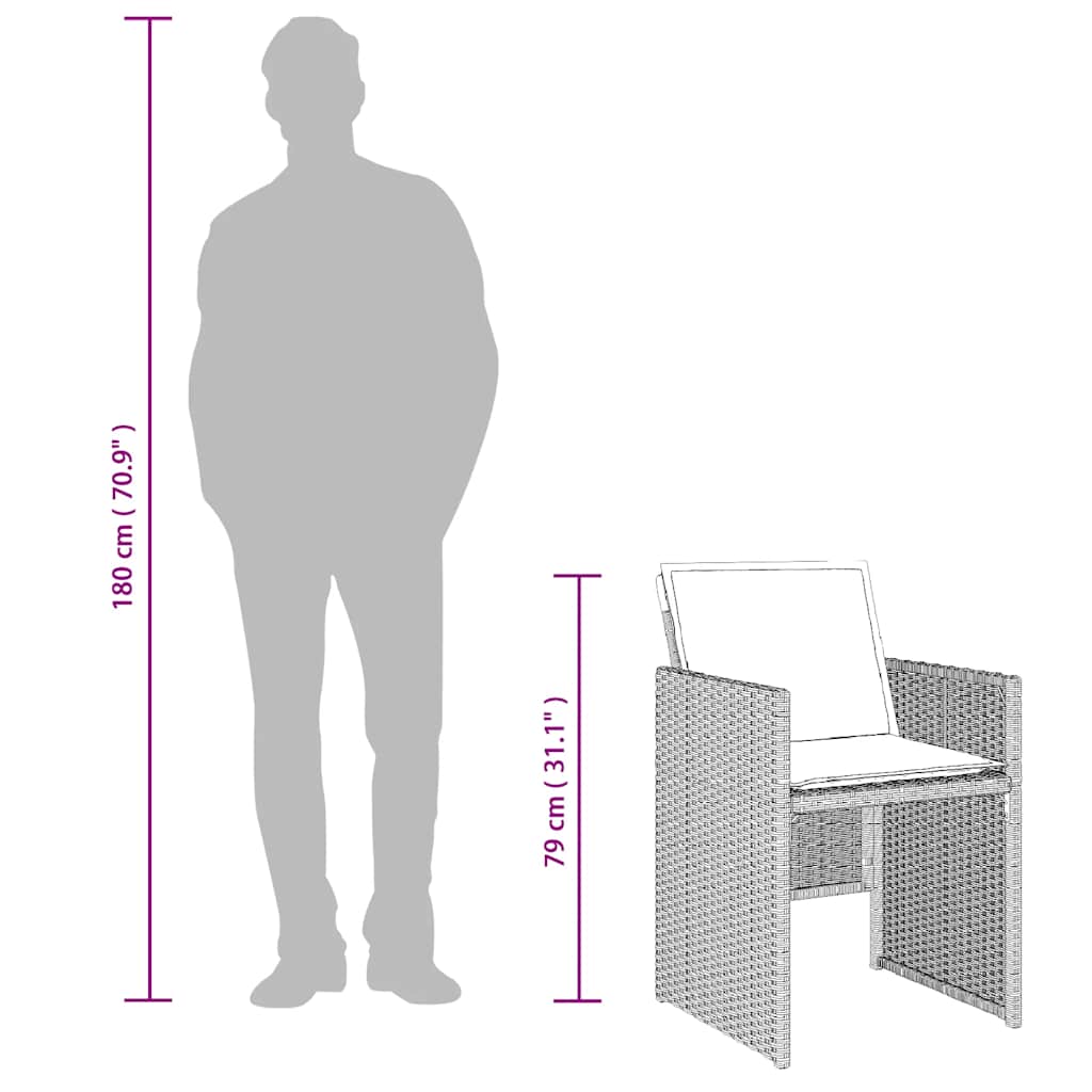 vidaXL Τραπεζαρία Κήπου 13 Τεμαχίων Γκρι Συνθετικό Ρατάν με Μαξιλάρια