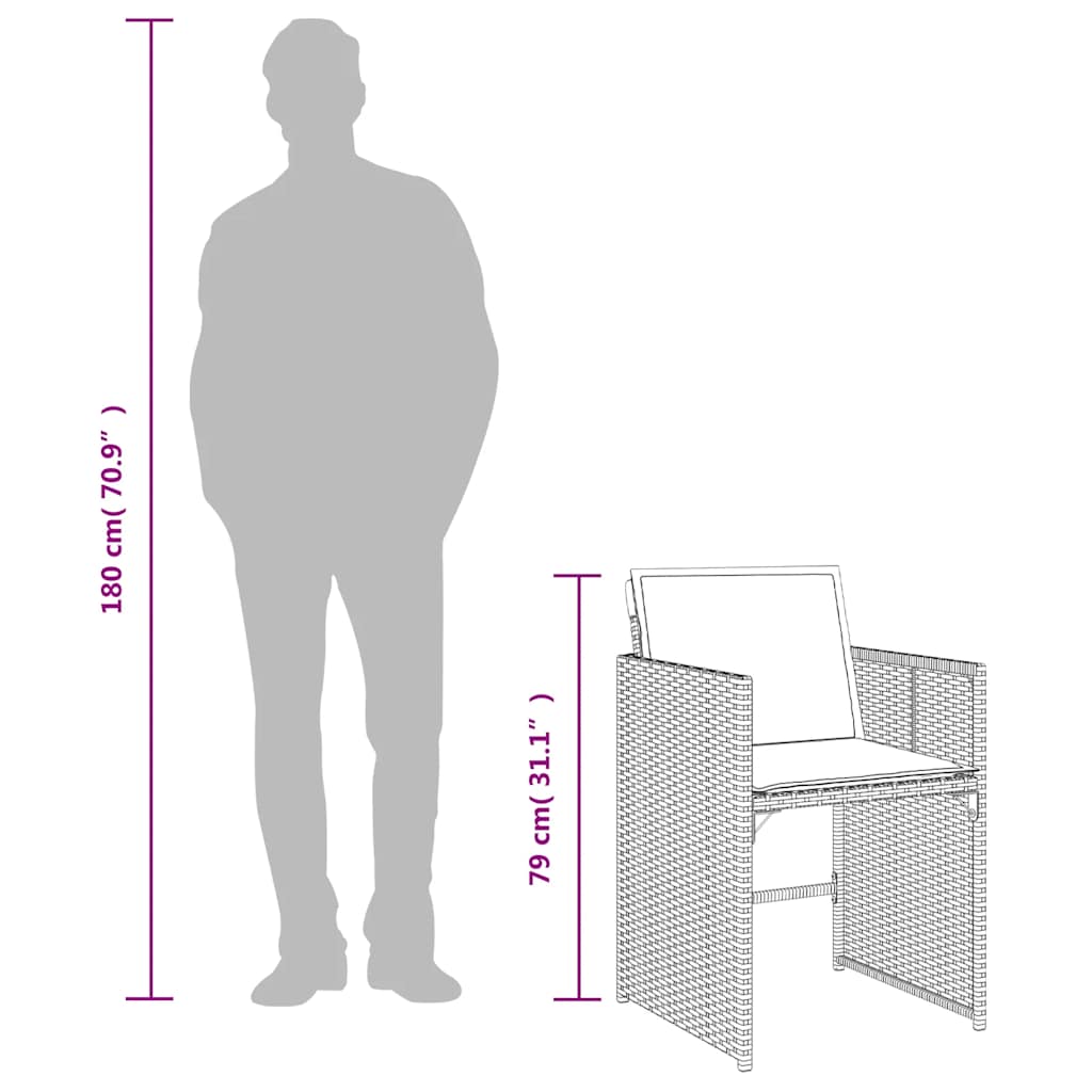 vidaXL Σετ Τραπεζαρίας Κήπου 7 τεμ. Μικτό Μπεζ Συνθ. Ρατάν & Μαξιλάρια