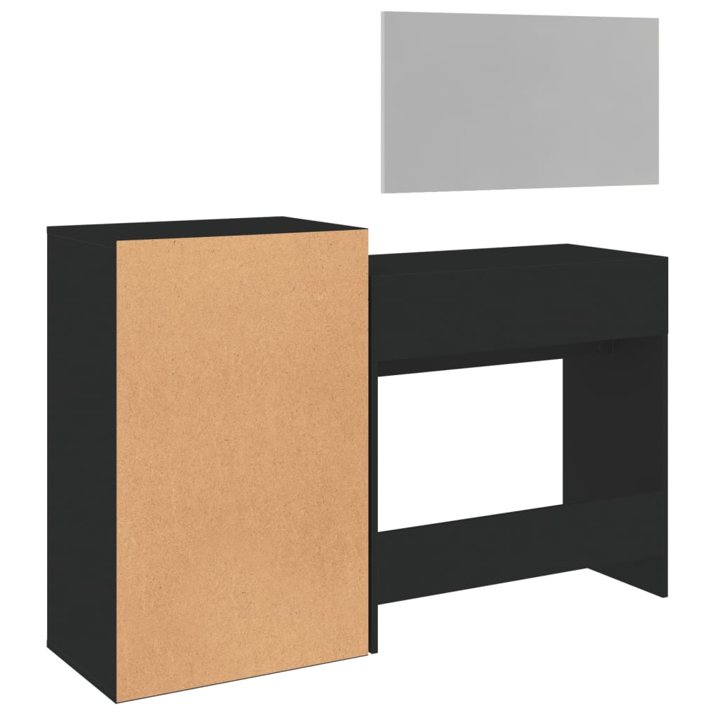 vidaXL Dressing Table Set of 3 Black Made of Treated Wood