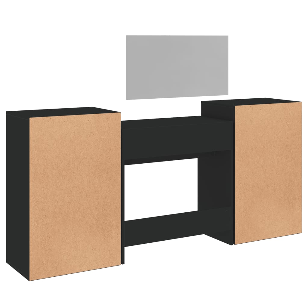 vidaXL Dressing Table Set of 4 Black Made of Treated Wood