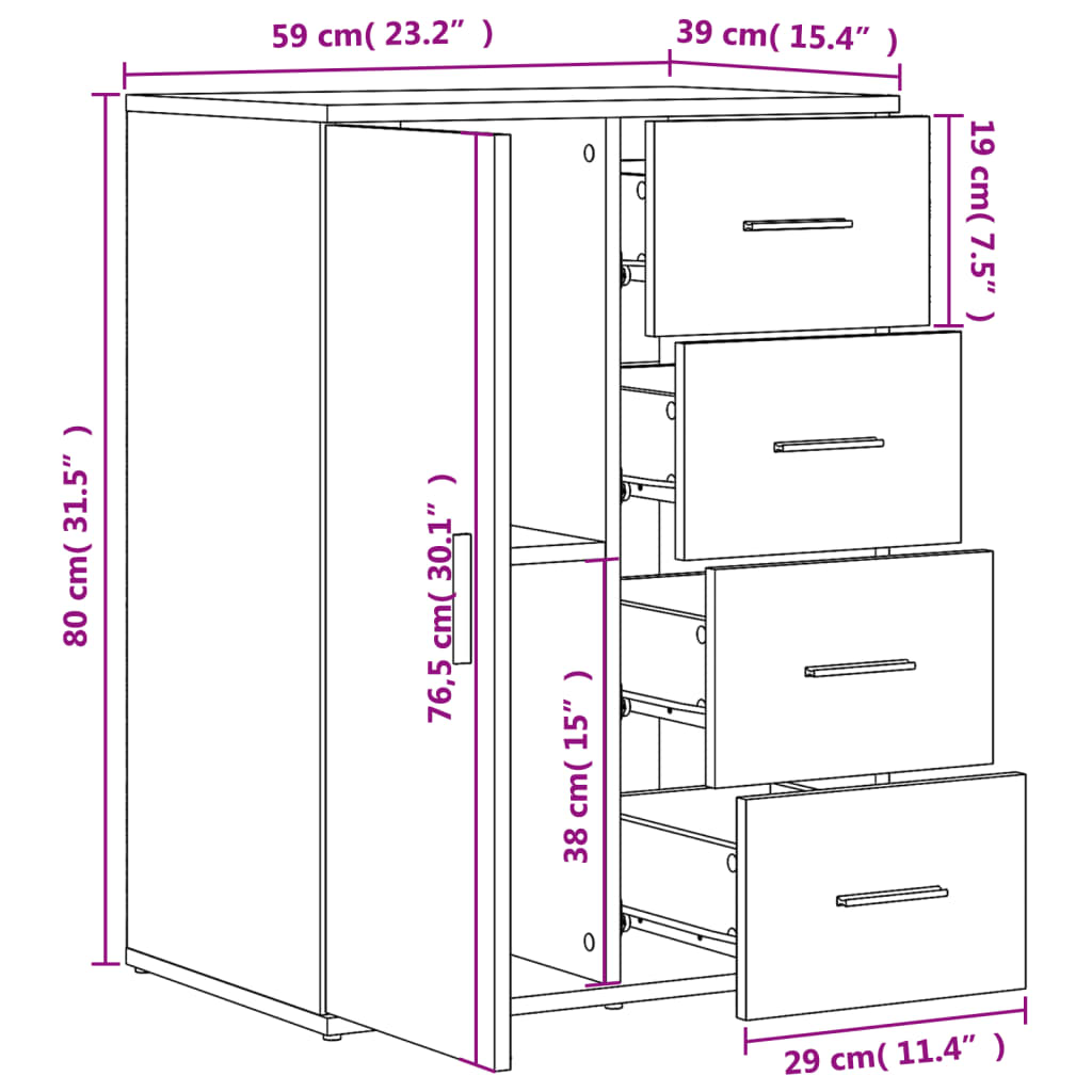 vidaXL Βοηθητικό Ντουλάπι 2τεμ. Λευκός 59 x 39 x 80 εκ. Επεξεργ. Ξύλο