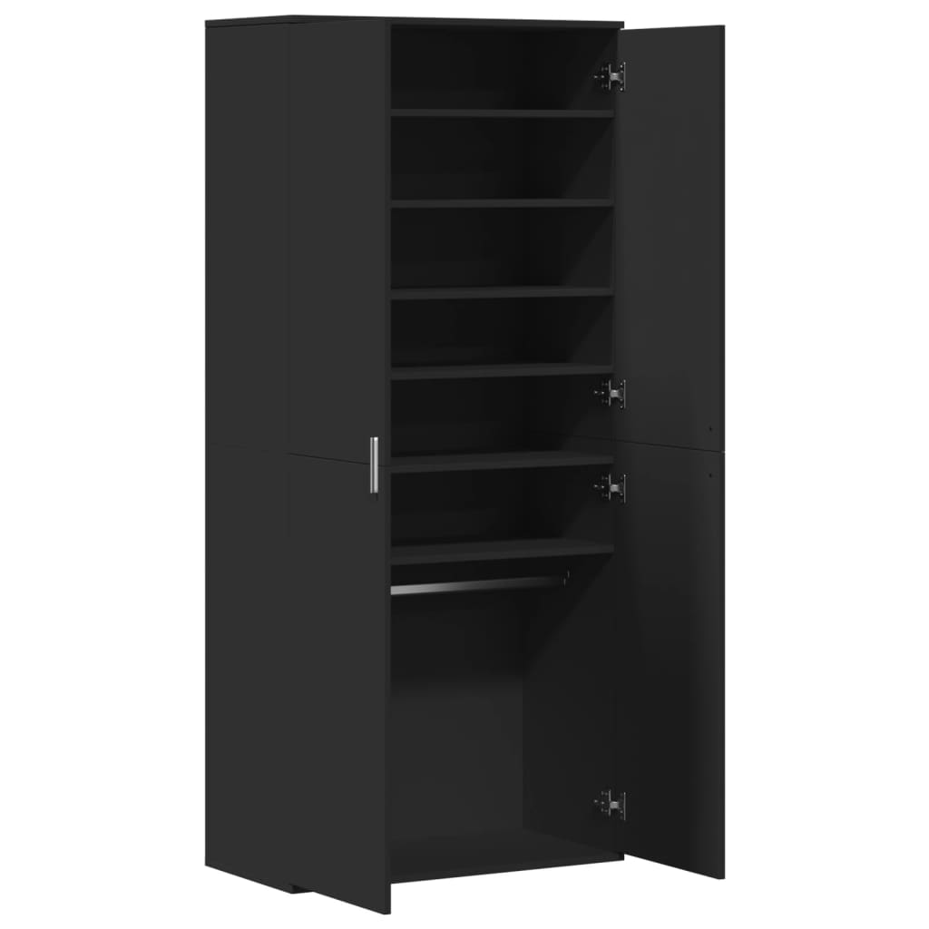 vidaXL Παπουτσοθήκη Μαύρη 80x39x178 εκ. από Επεξεργασμένο Ξύλο