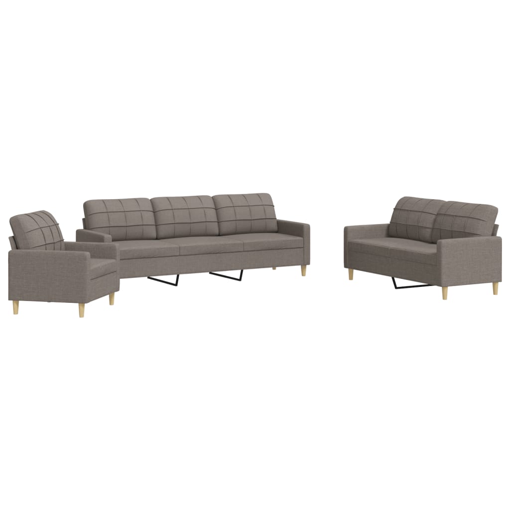3 Piece Taupe Fabric Living Room Set