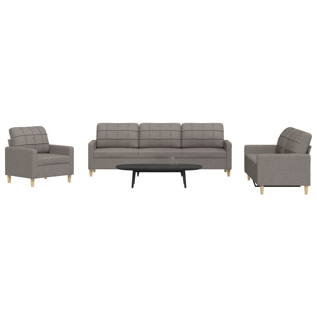 3 Piece Taupe Fabric Living Room Set