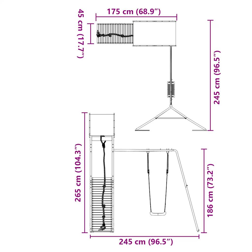 vidaXL Παιδική Χαρά Εξωτερικού Χώρου από Μασίφ Ξύλο Ψευδοτσούγκας