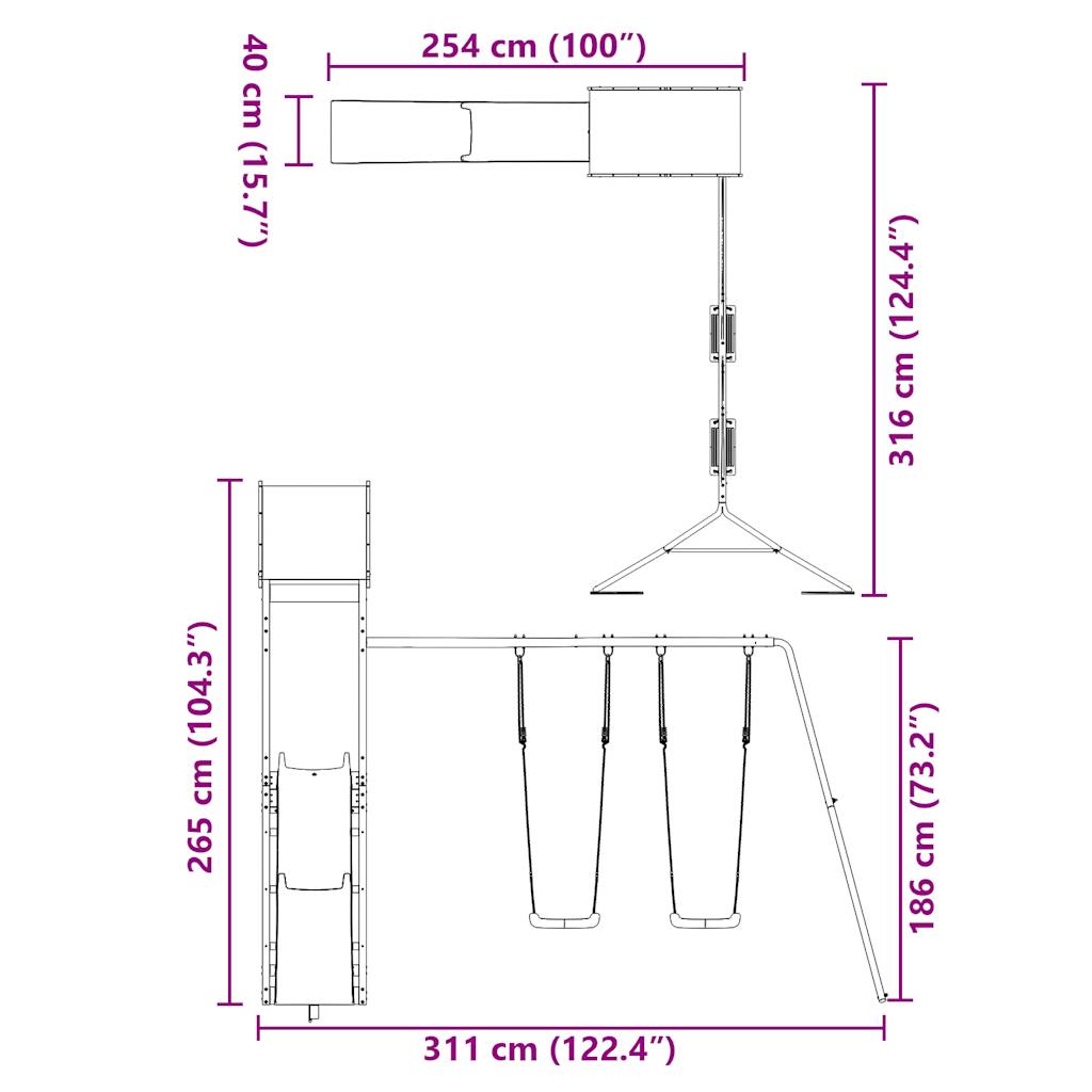 vidaXL Παιδική Χαρά Εξωτερικού Χώρου από Μασίφ Ξύλο Ψευδοτσούγκας
