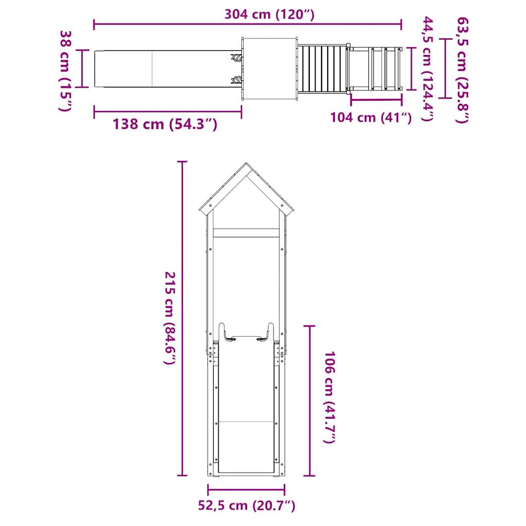 vidaXL Παιδική Χαρά Εξωτερικού Χώρου από Μασίφ Ξύλο Ψευδοτσούγκας