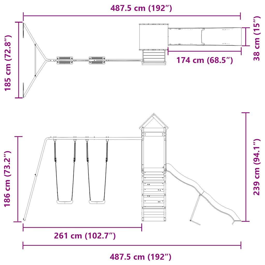 vidaXL Παιδική Χαρά Εξωτερικού Χώρου από Εμποτισμένο Ξύλο Πεύκου