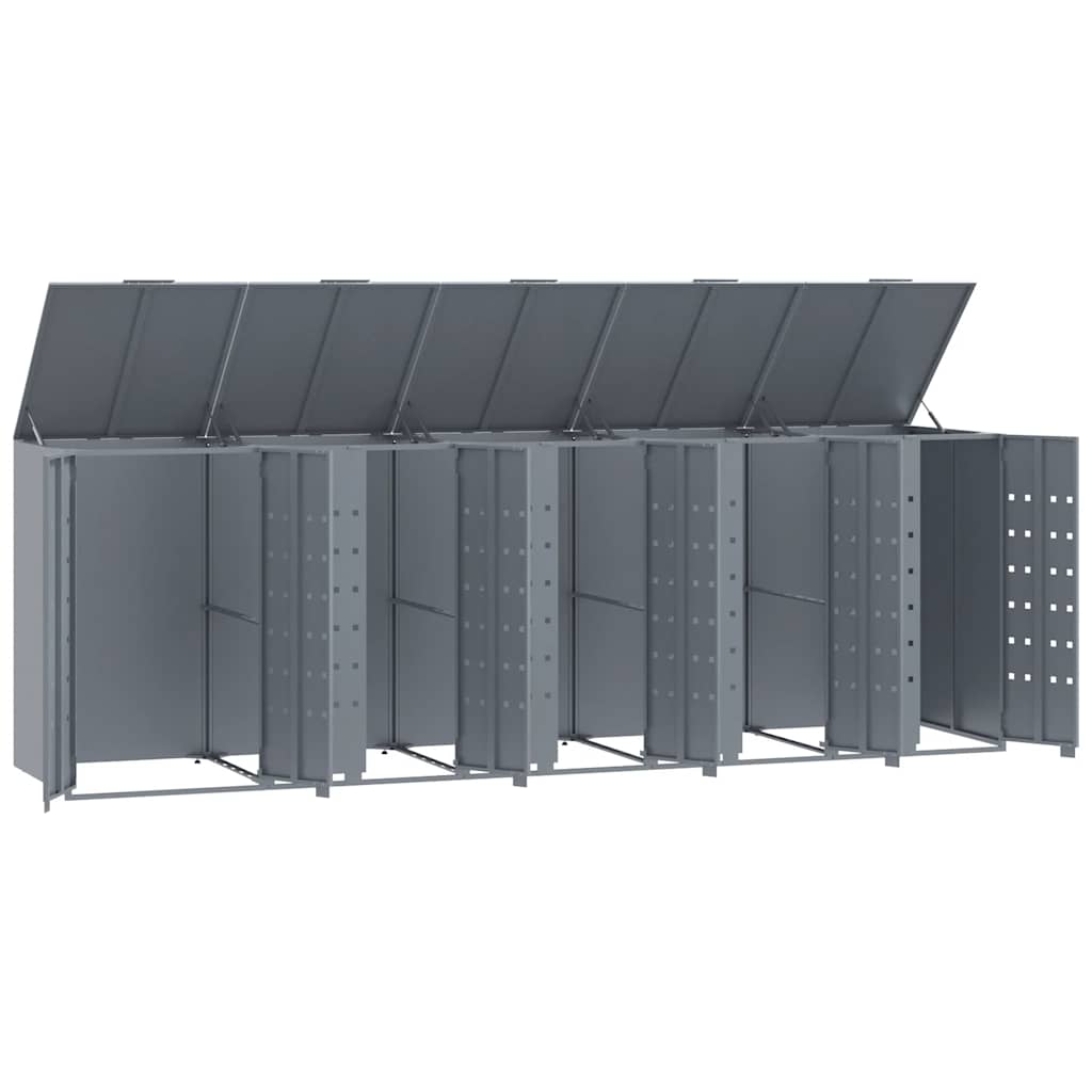 vidaXL Πλαίσιο Κάδων Απορριμμάτων 5 Κάδοι Γκρι 345x79x117 εκ. Ατσάλι
