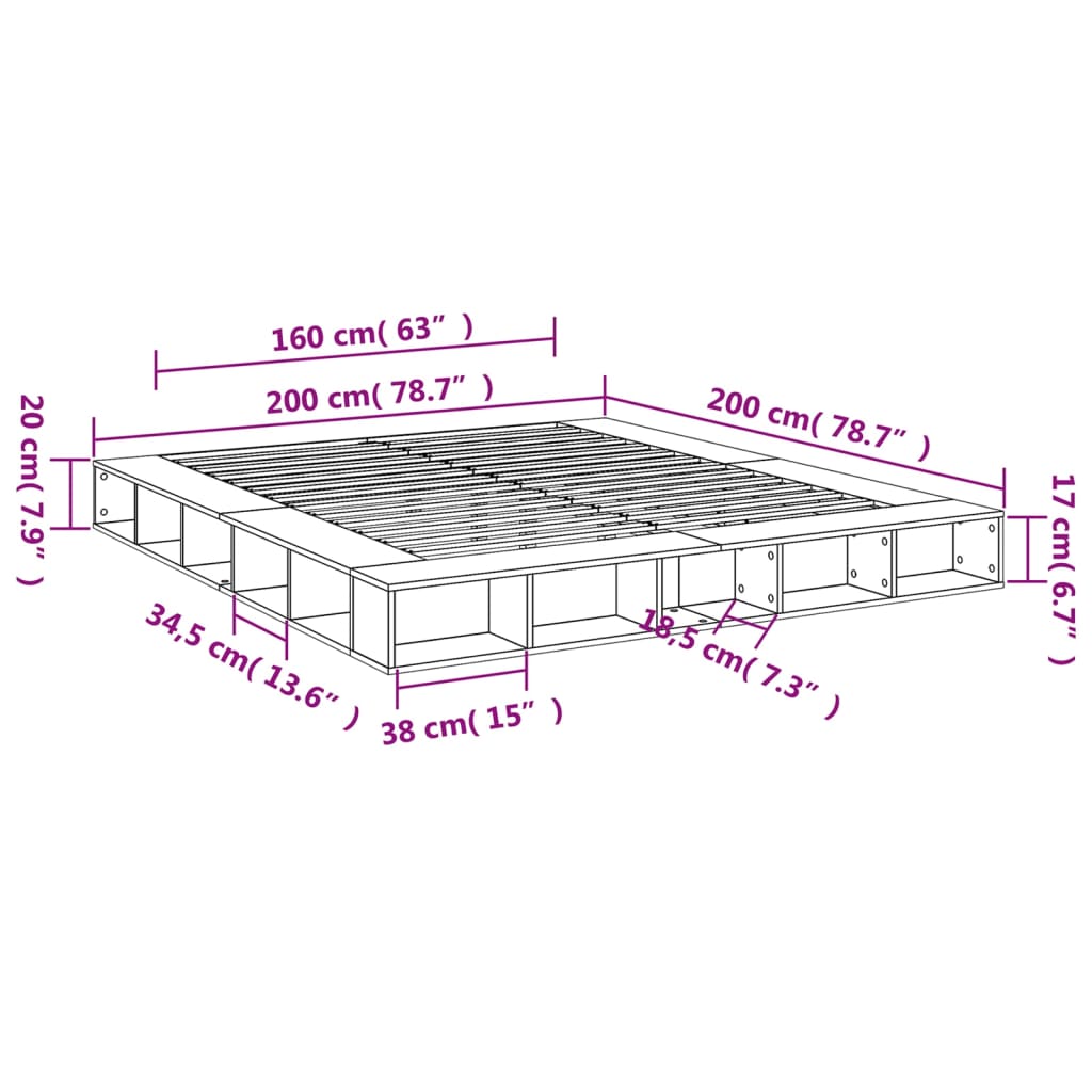 vidaXL Πλαίσιο Κρεβατιού Λευκό 200 x 200 εκ. από Επεξεργασμένο Ξύλο