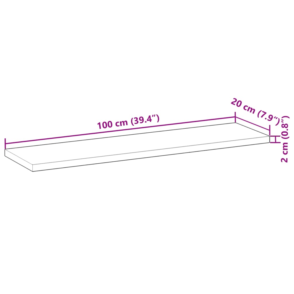 vidaXL Ράφι Πλωτό 100x20x2 εκ. από Μασίφ Ξύλο Ακακίας χωρίς Επεξεργασία