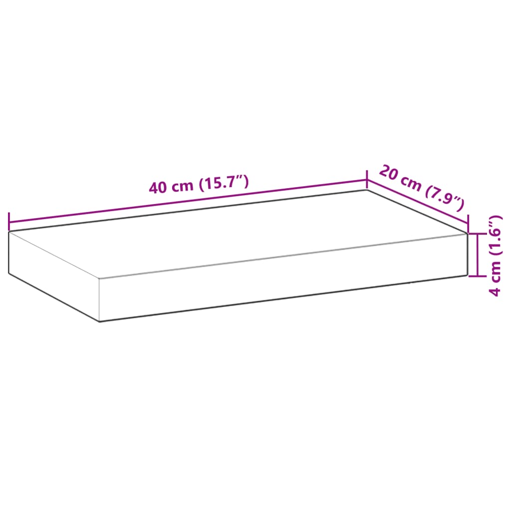 vidaXL Ράφι Πλωτό 40x20x4 εκ. από Μασίφ Ξύλο Ακακίας χωρίς Επεξεργασία