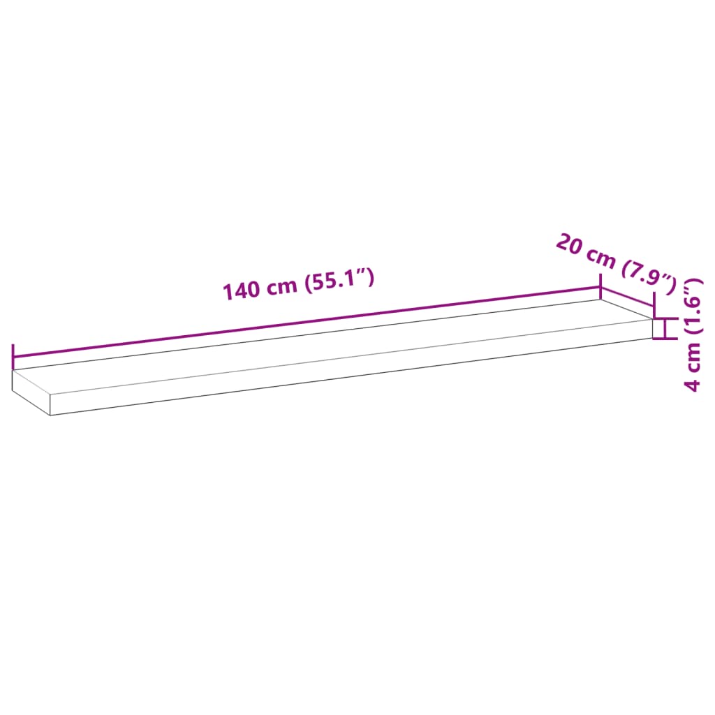 vidaXL Ράφι Κρεμαστό 140x20x4 εκ. Ακατέργαστο Μασίφ Ξύλο Ακακίας