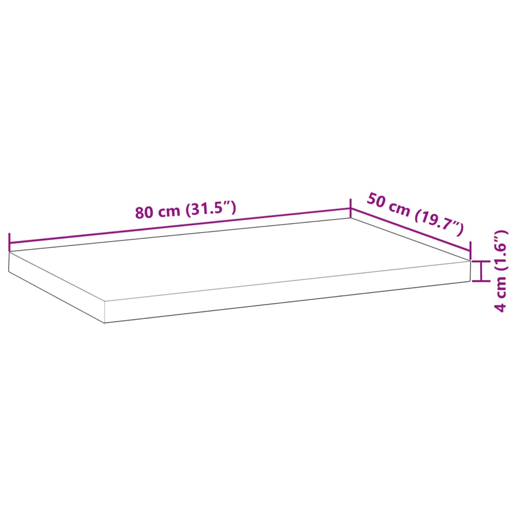 vidaXL Επιφάνεια Νιπτήρα Μπάνιου Ακατέργαστη 80x50x4 εκ. Μασίφ Ακακία