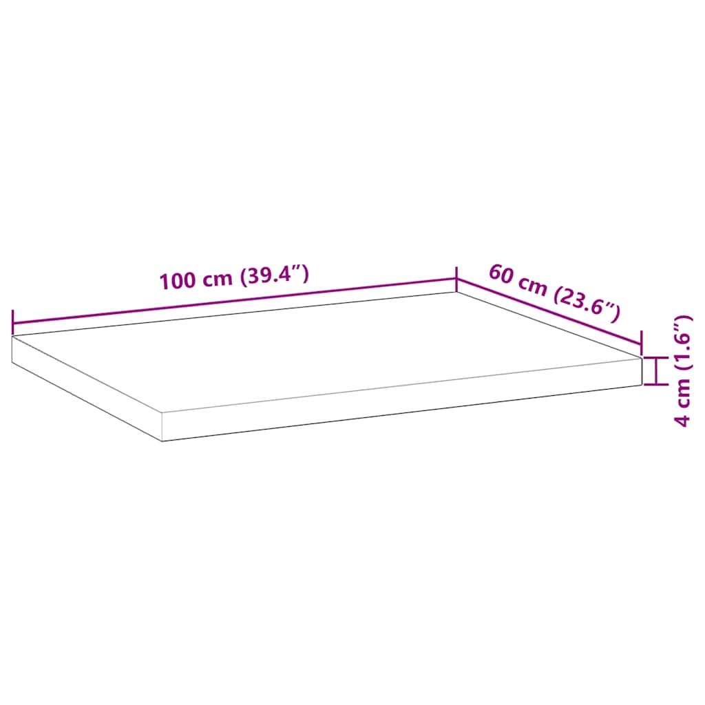 vidaXL Επιφάνεια Τραπεζιού 100x60x4 εκ. Μασίφ Ξύλο Ακακίας