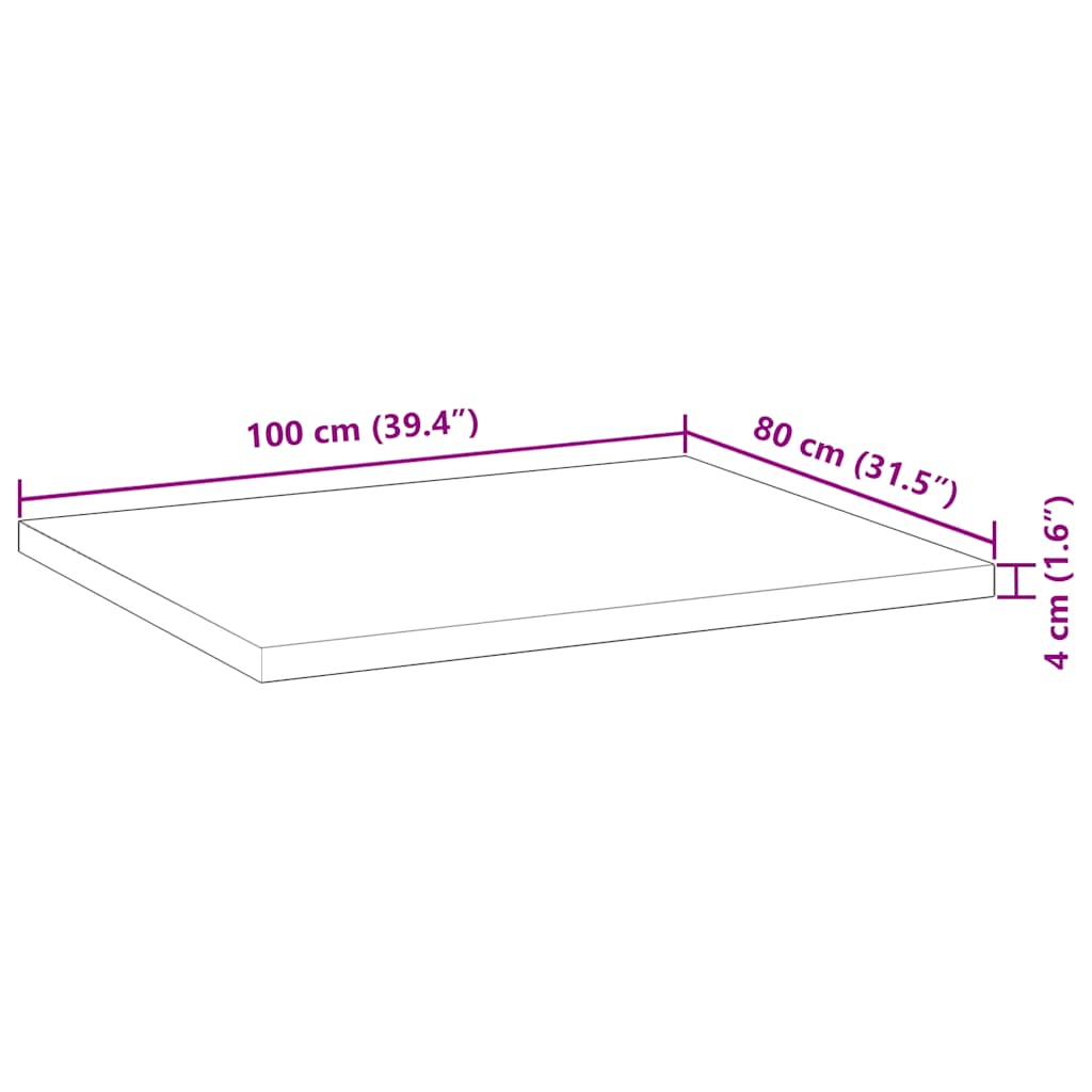 vidaXL Επιφάνεια Τραπεζιού Φιν. Λαδιού 100x80x4 εκ. Μασίφ Ξύλο Ακακίας