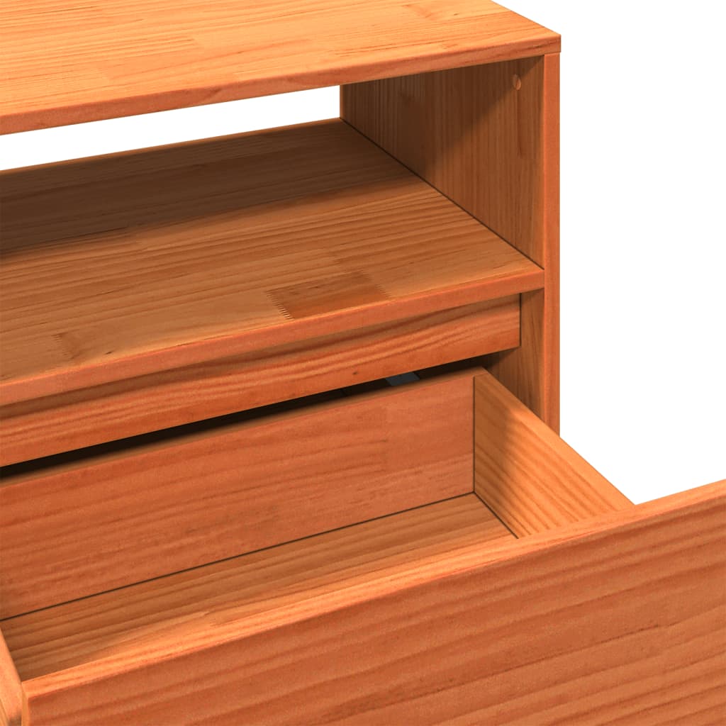 vidaXL Έπιπλο Τηλεόρασης Καφέ Κεριού 140x37x50 εκ. Μασίφ Ξύλο Πεύκου