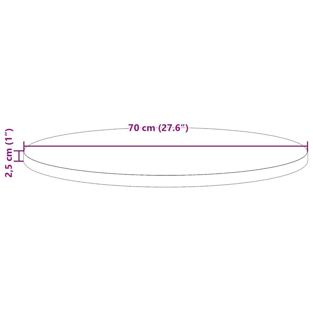 vidaXL Επιφάνεια Τραπεζιού Στρογγυλή Καφέ Κερ. Ø70x2,5 εκ Μασίφ Πεύκο