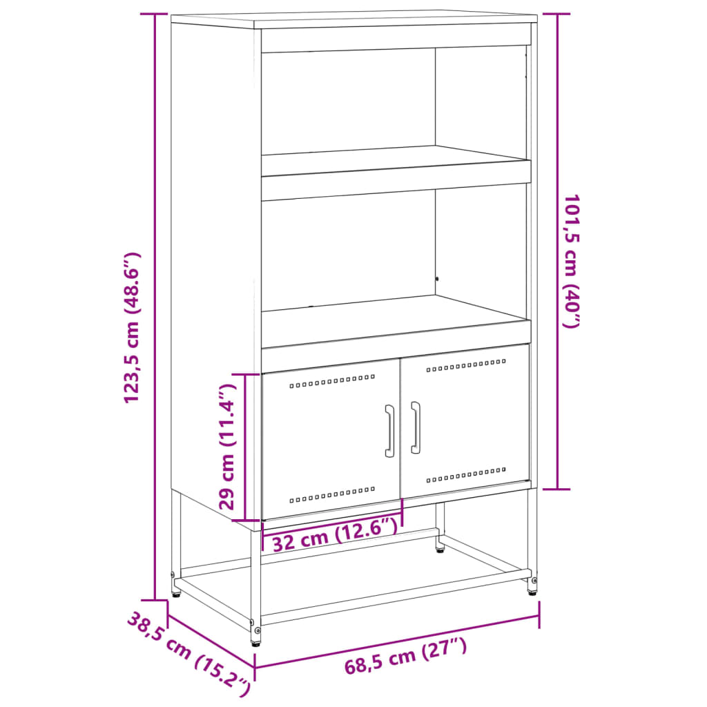 vidaXL Ραφιέρα Μουσταρδί 68,5x38,5x123,5 εκ. από Ατσάλι