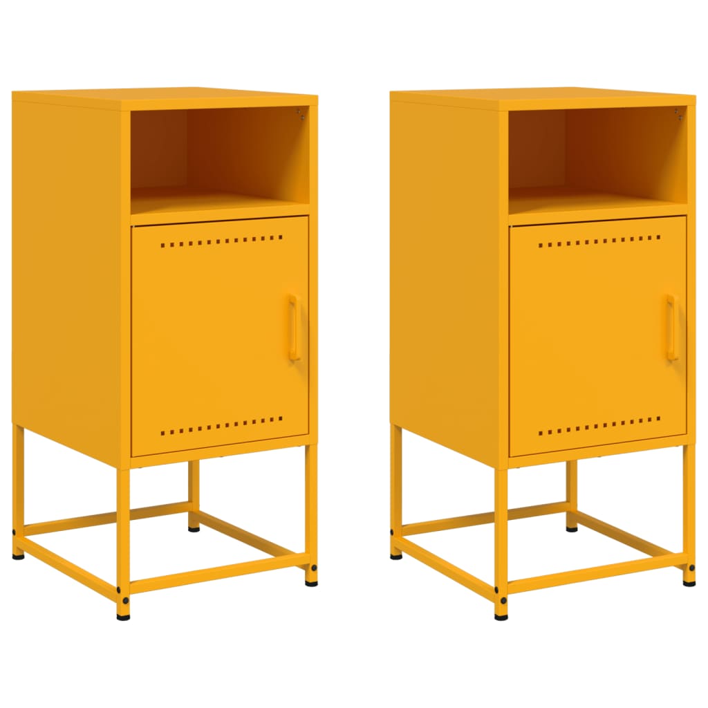 vidaXL Κομοδίνα 2 τεμ. Μουσταρδί 36 x 39 x 78 εκ. από Χάλυβα
