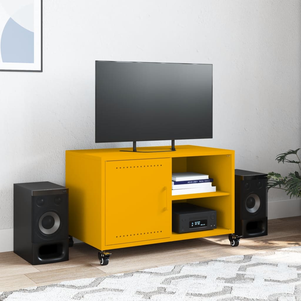 vidaXL Έπιπλο Τηλεόρασης Μουσταρδί Κίτρινο 68x39x43,5 εκ. από Ατσάλι