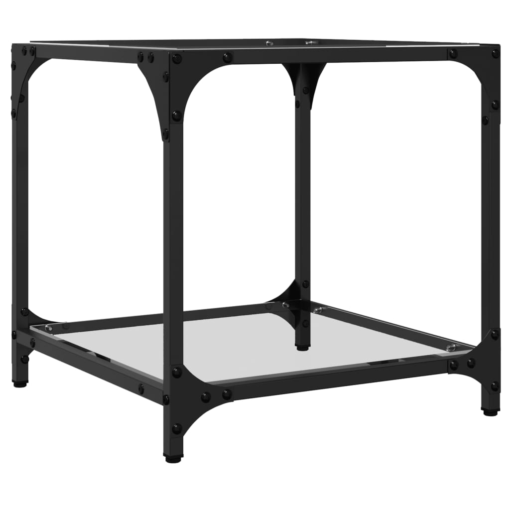 vidaXL Τραπεζάκι Σαλονιού Επιφάνεια Διαφανές Γυαλί 40x40x40εκ Ατσάλι