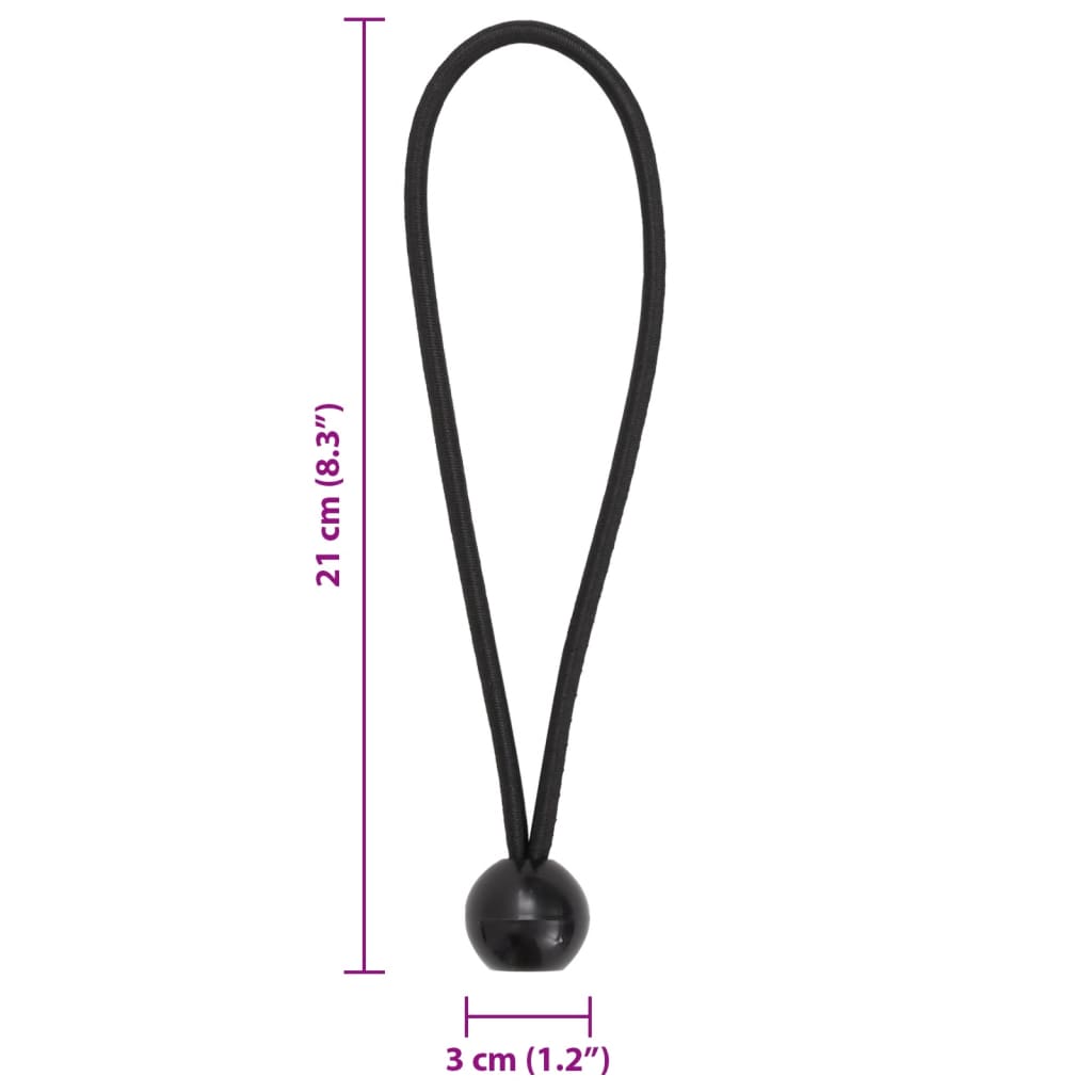 vidaXL Κορδόνια Ελαστικά Bungee με Μπάλα 50 τεμ. 21 x 0,5 εκ.