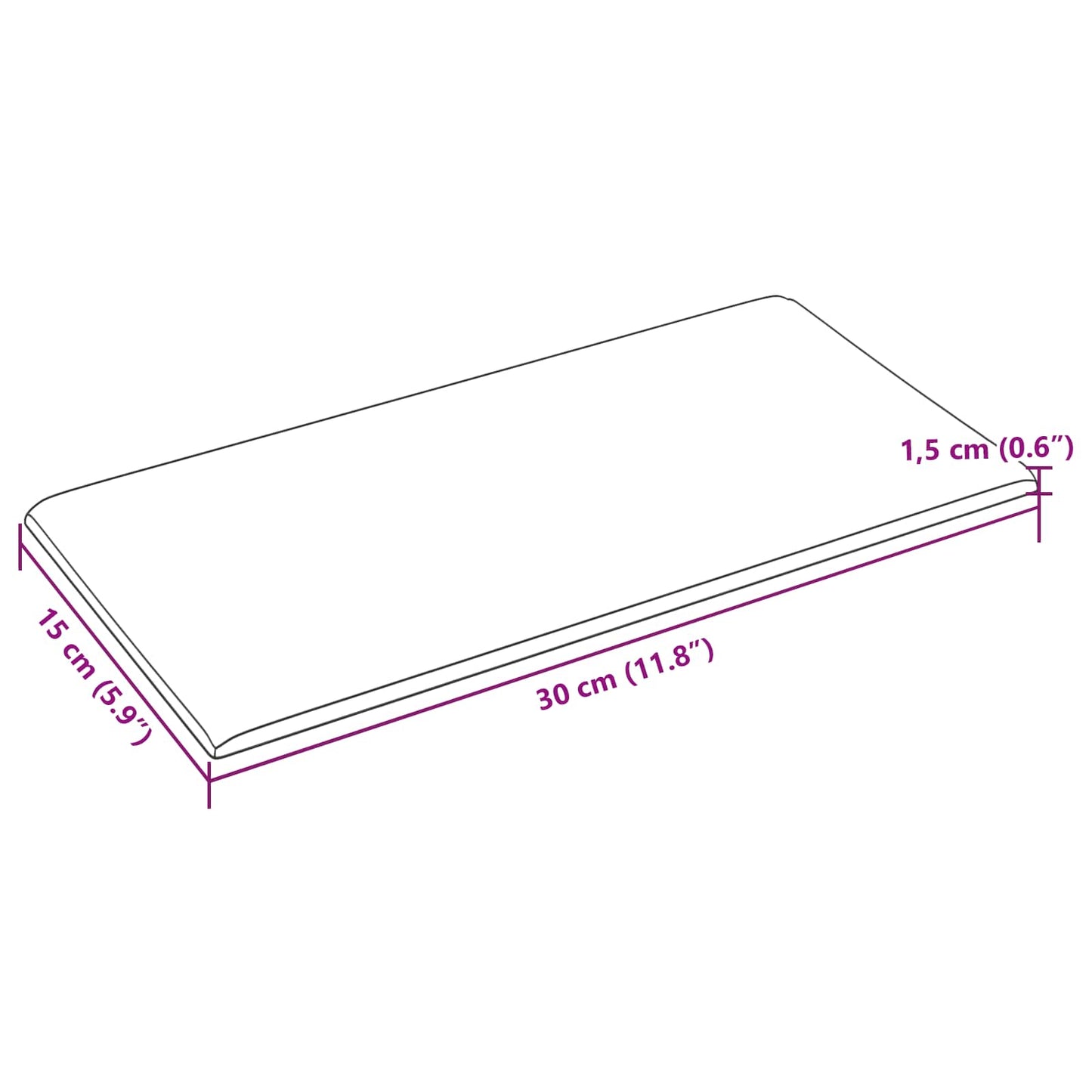vidaXL Κεφαλάρι Τοίχου 12 pcs Γκρι 30 x 15 cm ύφασμα