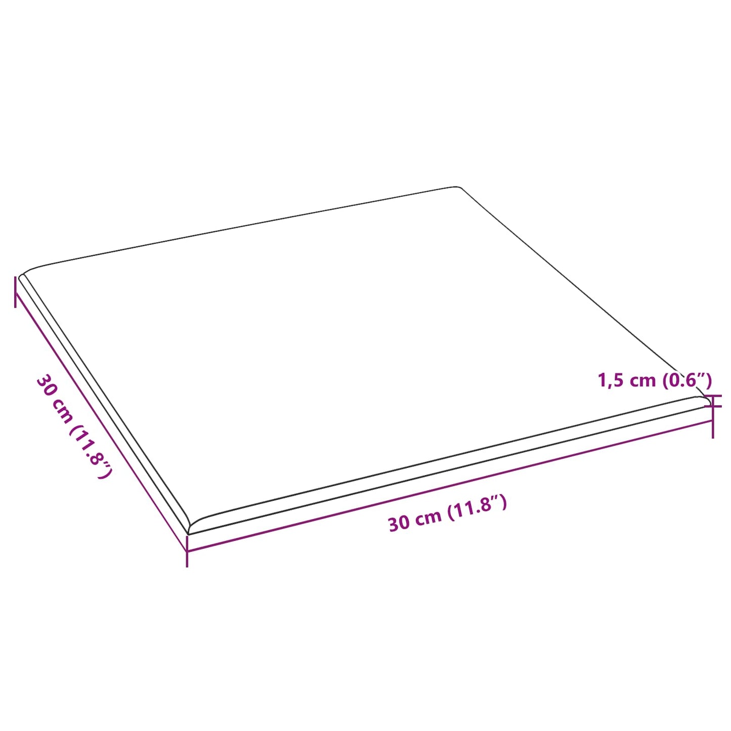 vidaXL Κεφαλάρι Τοίχου 12 pcs Μαύρο 30 x 30 cm ύφασμα