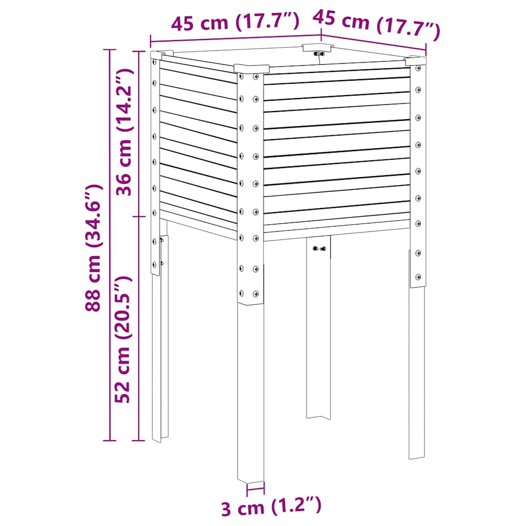 vidaXL Ζαρντινιέρα Κήπου Πράσινη 45x45x88 εκ. από Ατσάλι