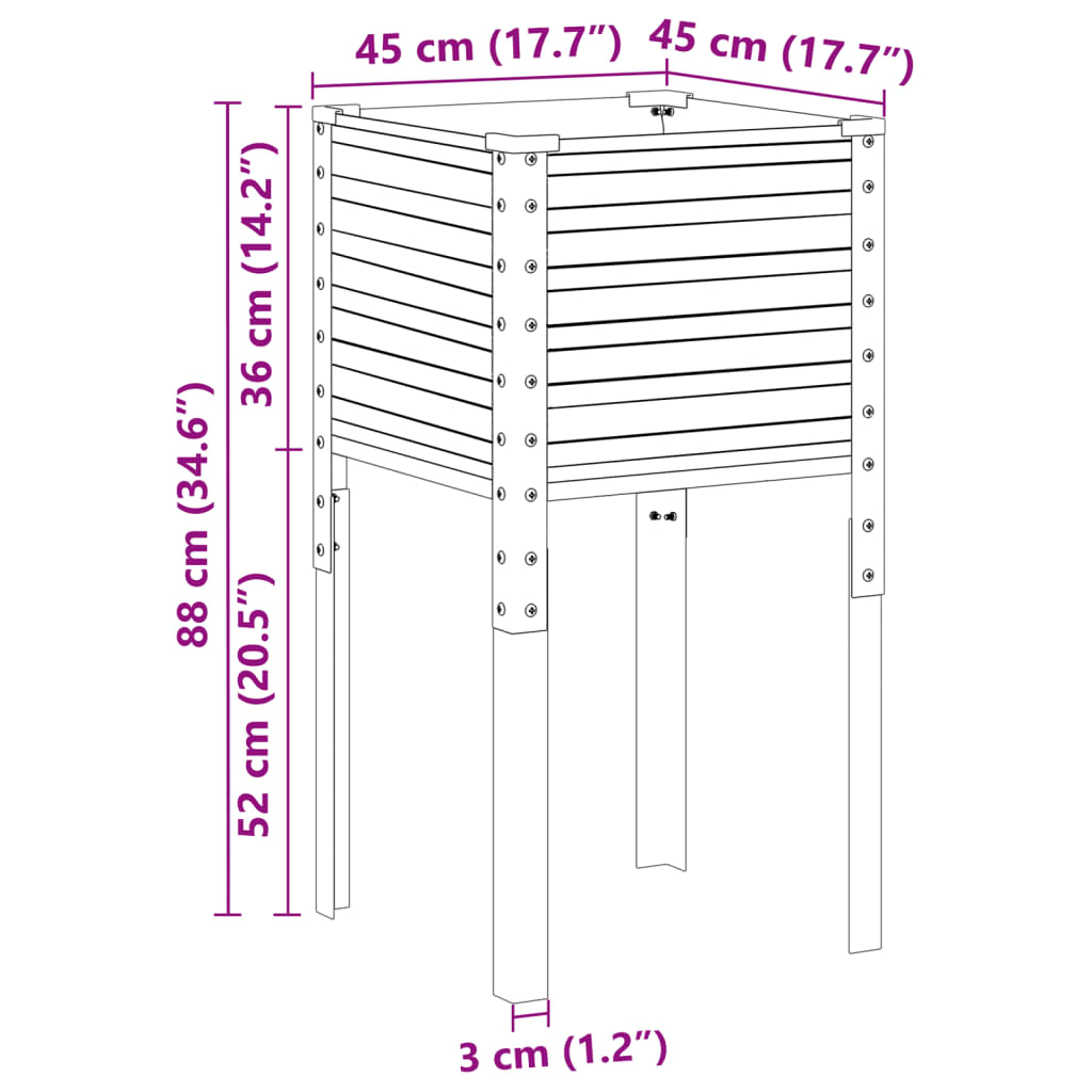 vidaXL Ζαρντινιέρα Κήπου Γκρι 45x45x88 εκ. από Ατσάλι
