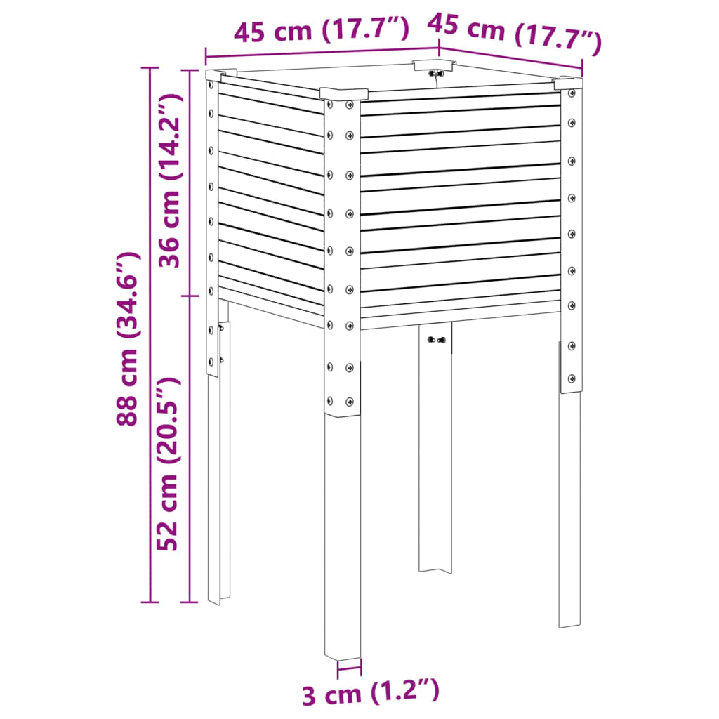 vidaXL Ζαρντινιέρα Κήπου Καφέ 45x45x88 εκ. από Ατσάλι