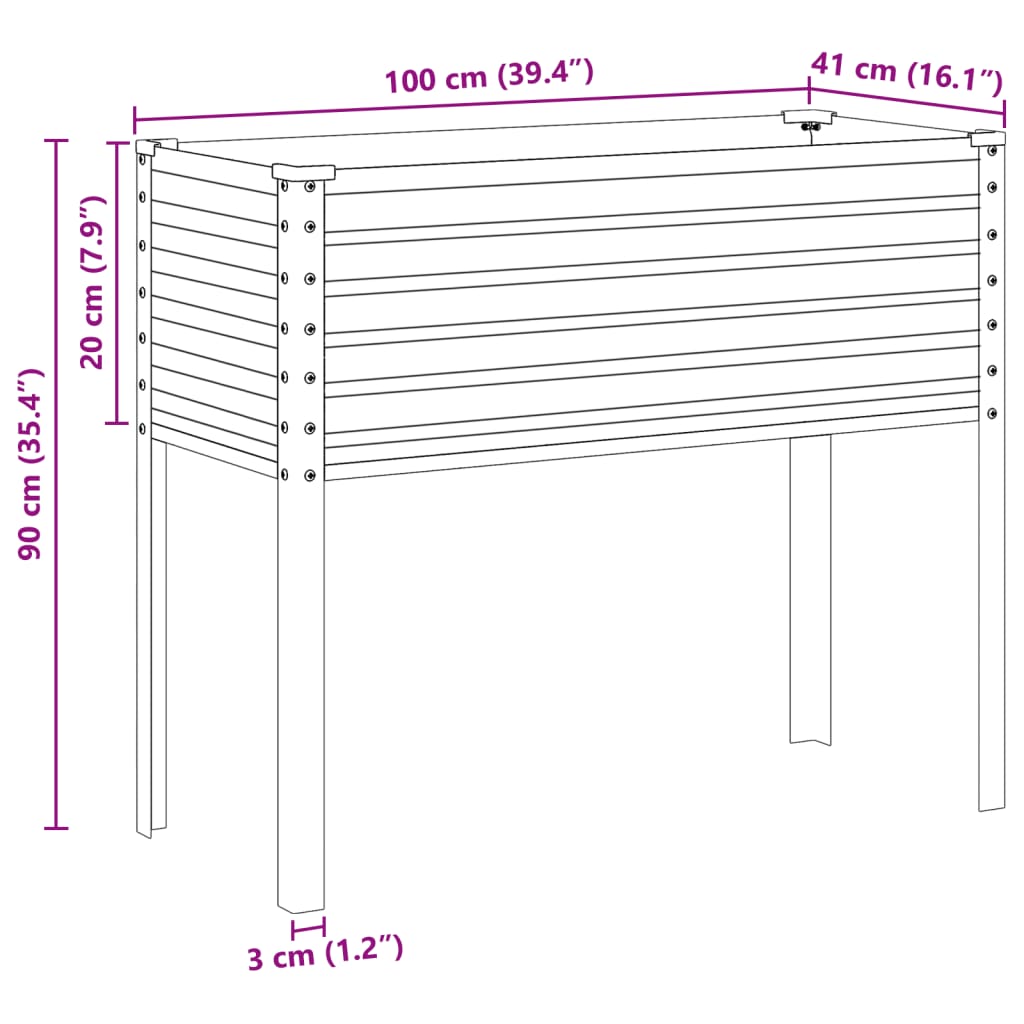 vidaXL Ζαρντινιέρα Κήπου Καφέ 100x41x90 εκ. από Ατσάλι