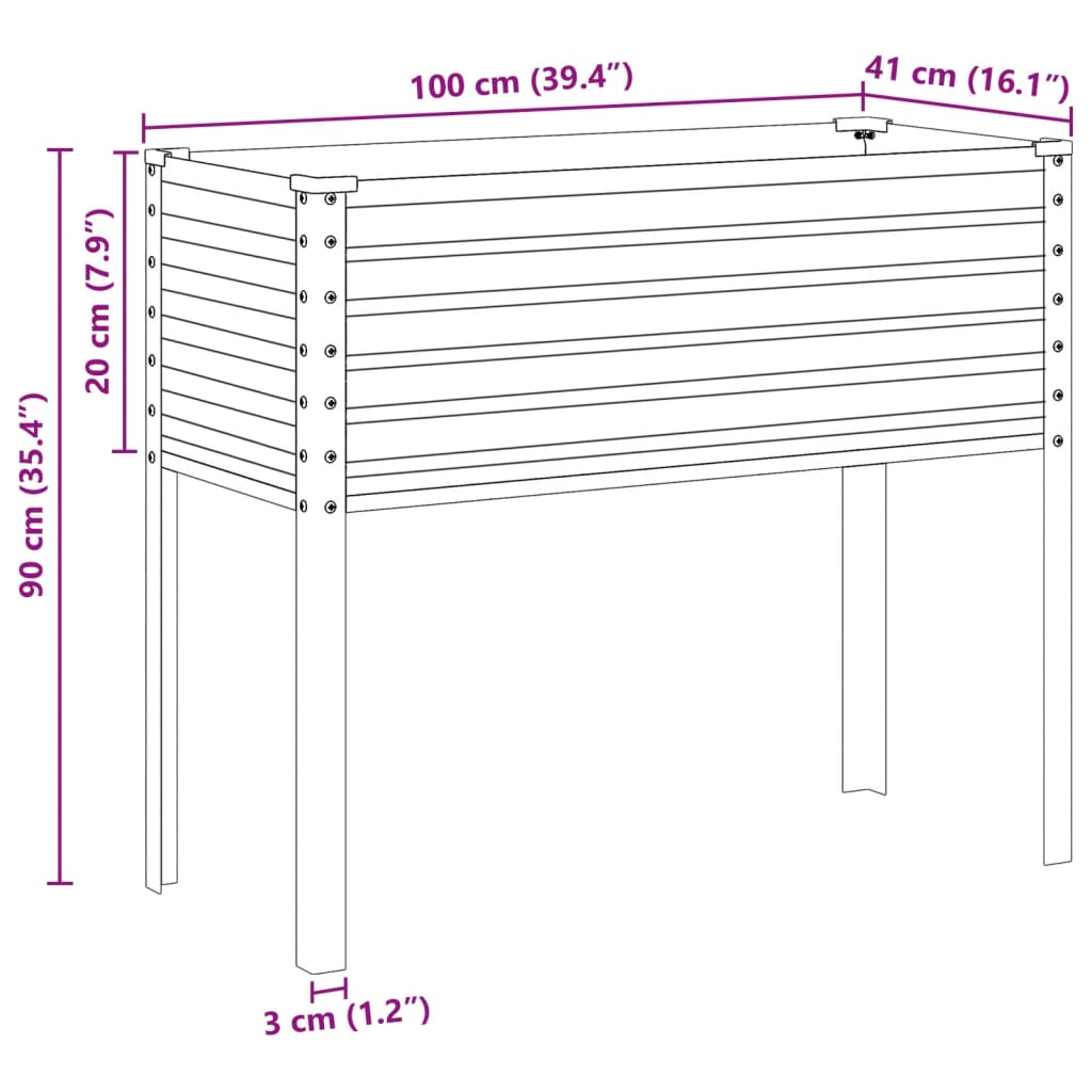 vidaXL Ζαρντινιέρα 100x41x90 εκ. Ατσάλι Σκληρυθέν στον Αέρα