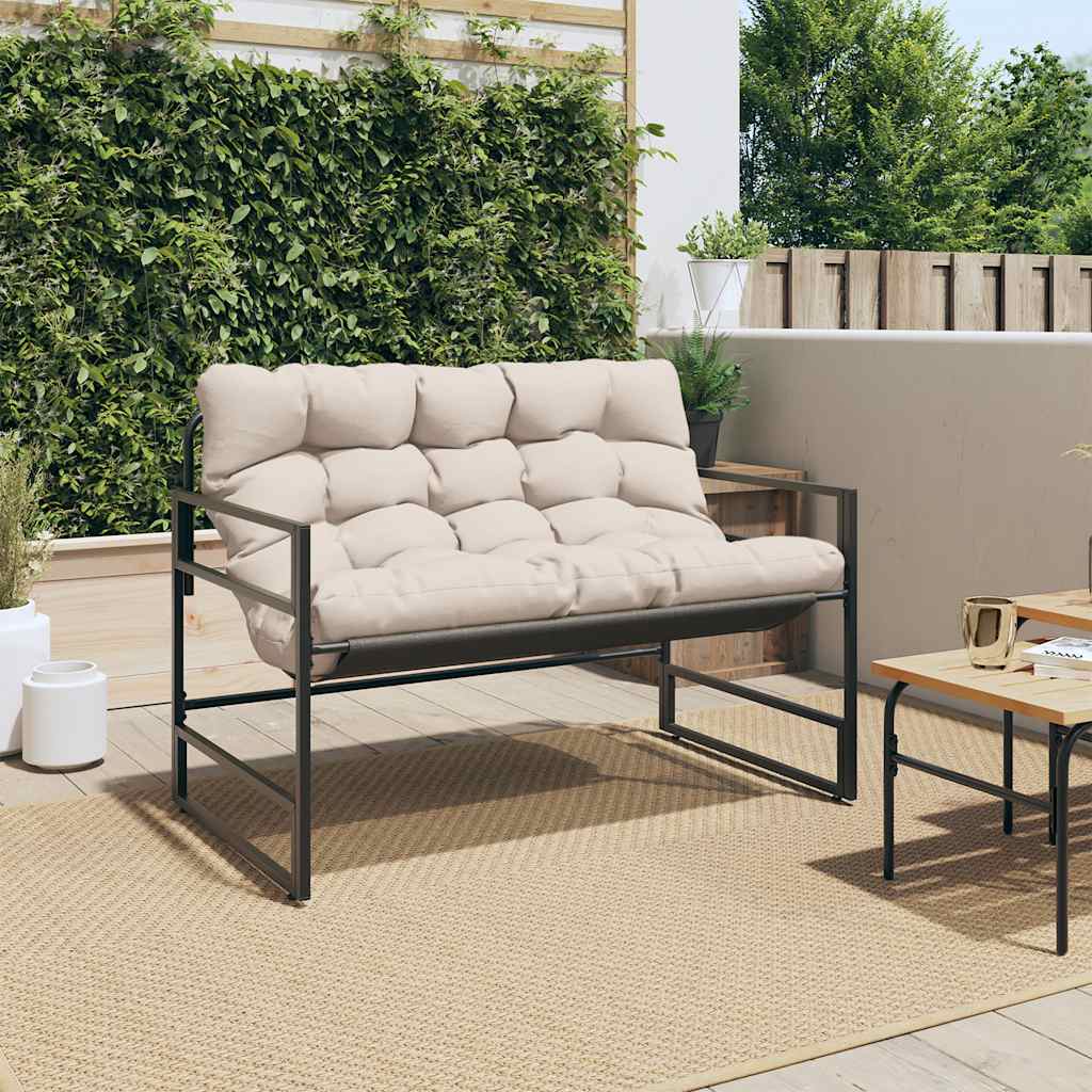 vidaXL Παγκάκι Κήπου Taupe 113 εκ. από Ατσάλι με Μαξιλάρι