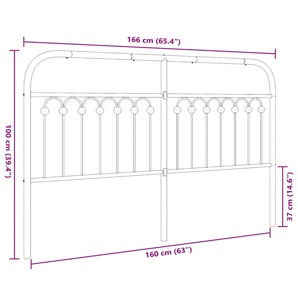 vidaXL Κεφαλάρι Λευκό 160 εκ. Μεταλλικό
