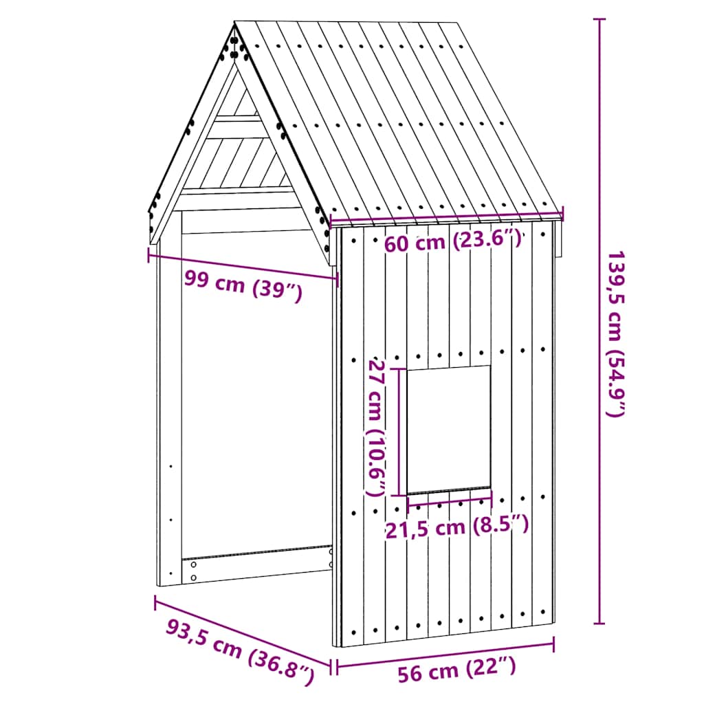 vidaXL Οροφή Κρεβατιού Παιδική 60x99x139,5 εκ. από Μασίφ Ξύλο Πεύκου