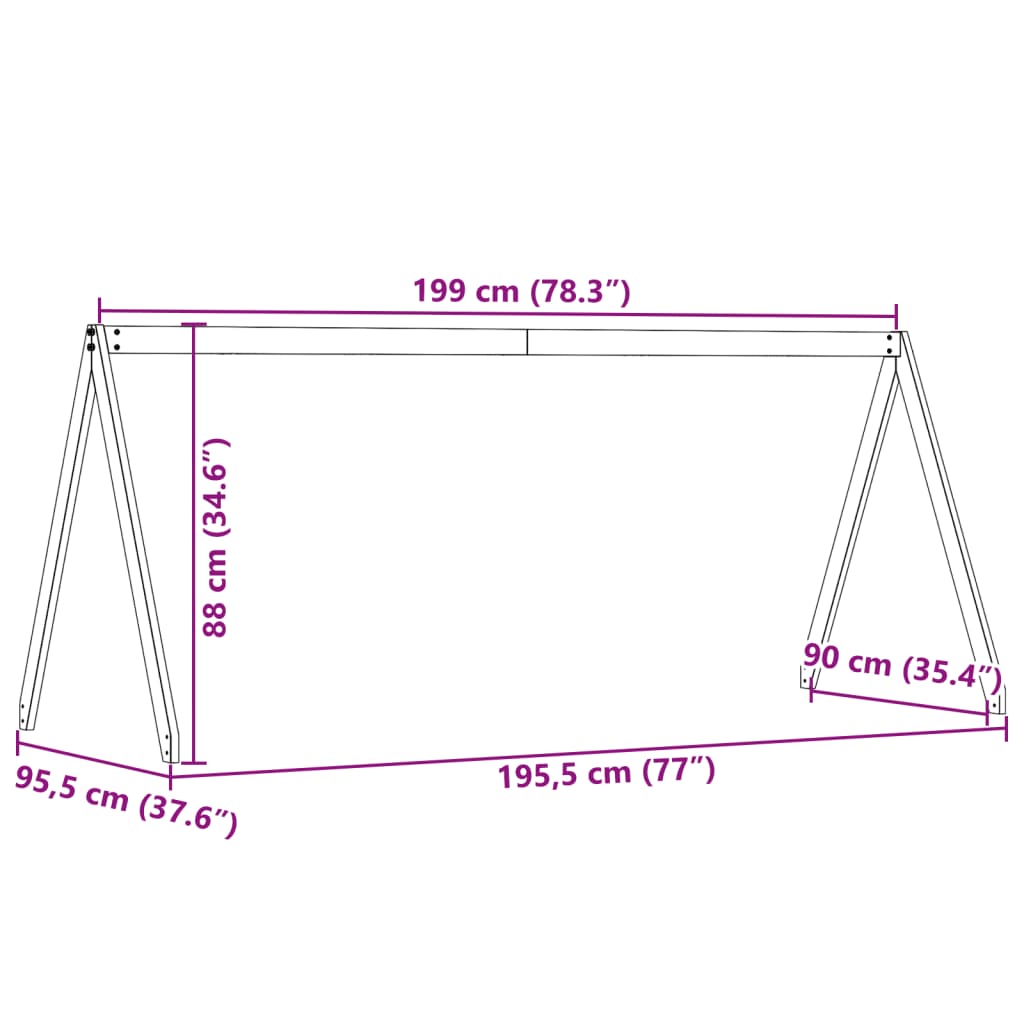 vidaXL Οροφή Κρεβατιού Παιδική Καφέ 199x95,5x88 εκ. Μασίφ Ξύλο Πεύκου