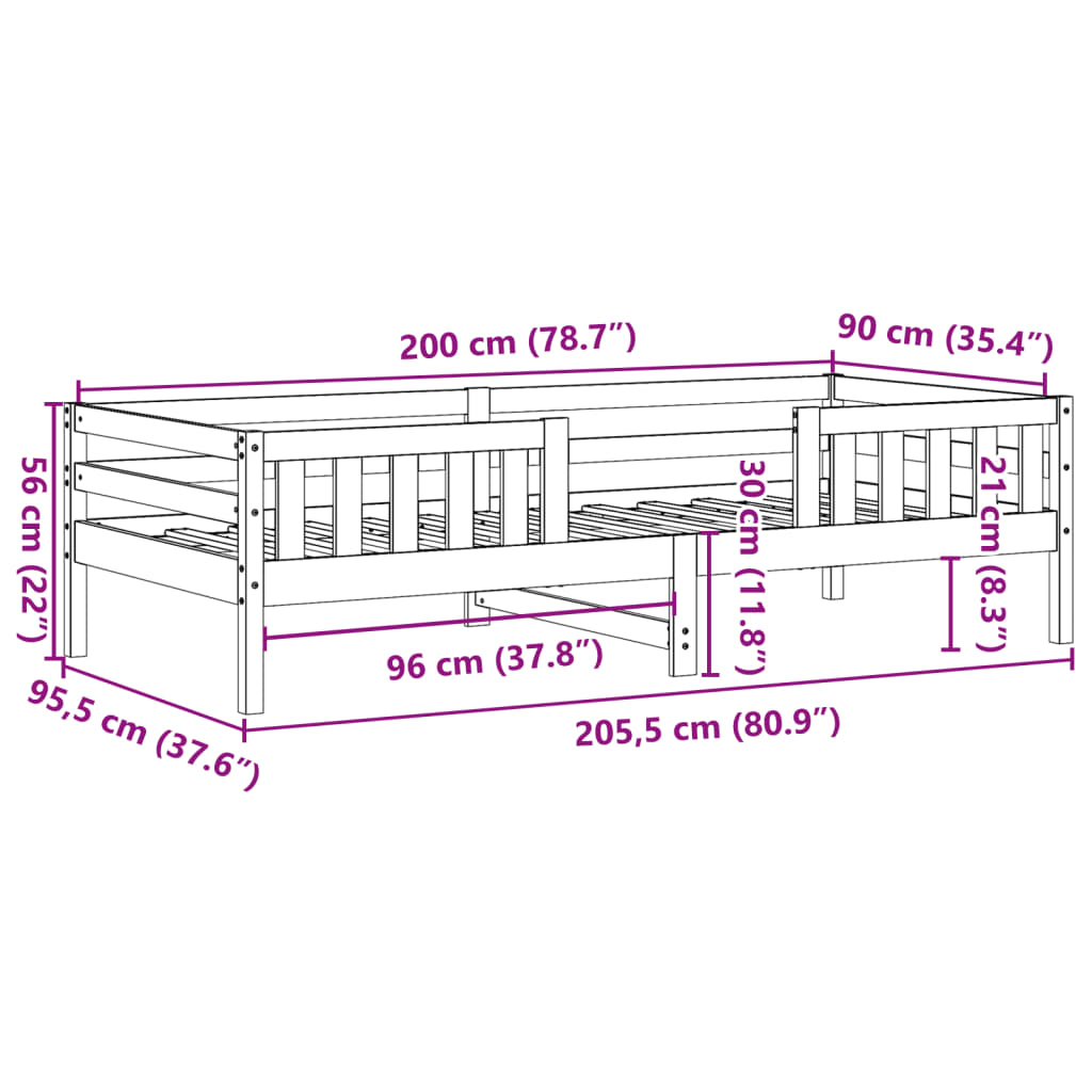 vidaXL Σκελετός Κρεβ. Χωρίς Στρώμα Λευκό 90x200 εκ Μασίφ Πεύκο