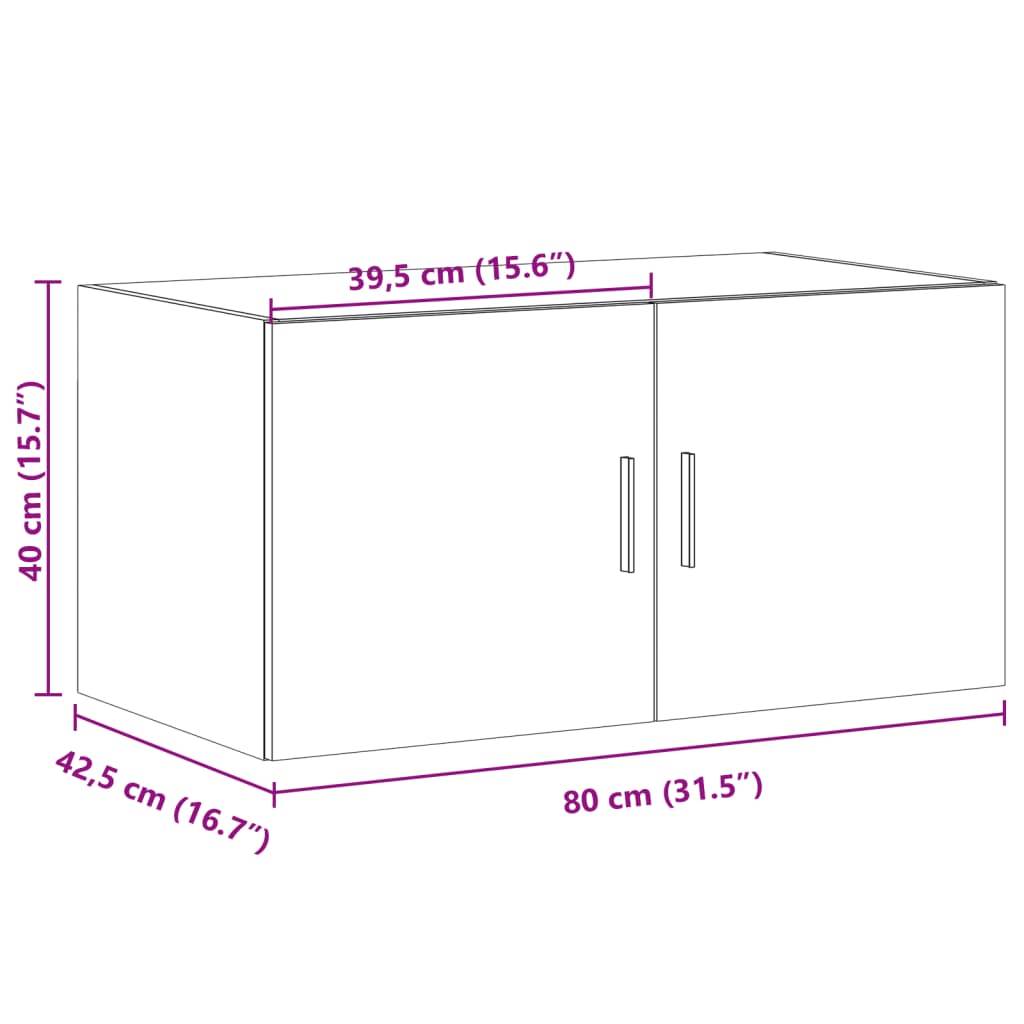 vidaXL Ντουλάπι Τοίχου Sonoma Δρυς 80x42,5x40 εκ. Επεξεργασμένο Ξύλο