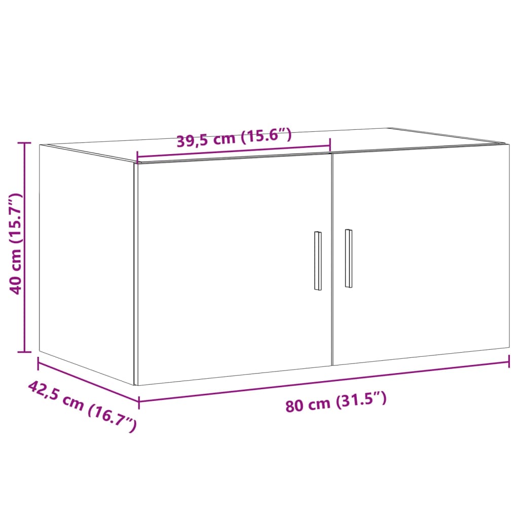 vidaXL Ντουλάπι Τοίχου Γκρι Sonoma 80x42,5x40 εκ. Επεξεργασμένο Ξύλο
