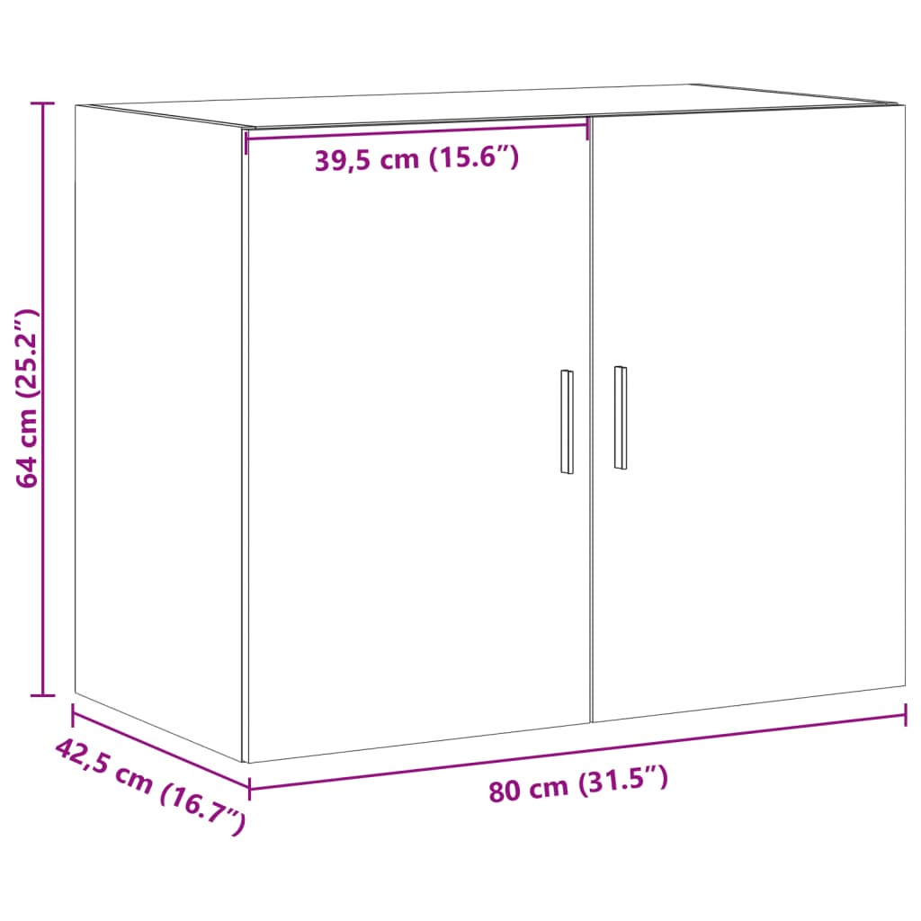 vidaXL Ντουλάπι Τοίχου Γκρι Σκυρ. 80x42,5x64 εκ. Επεξεργασμένο Ξύλο