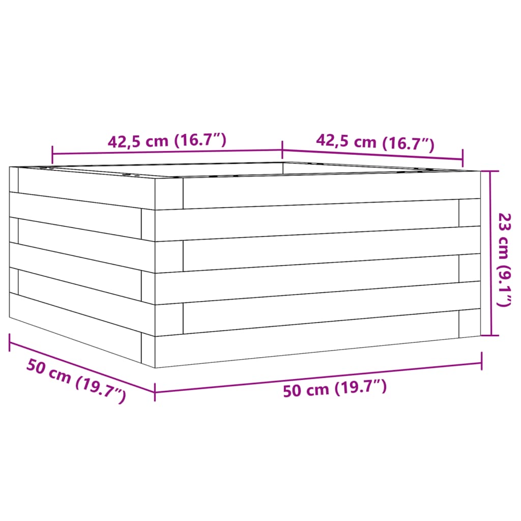 vidaXL Ζαρντινιέρα Κήπου 50x50x23 εκ. από Μασίφ Ξύλο Ψευδοτσούγκας