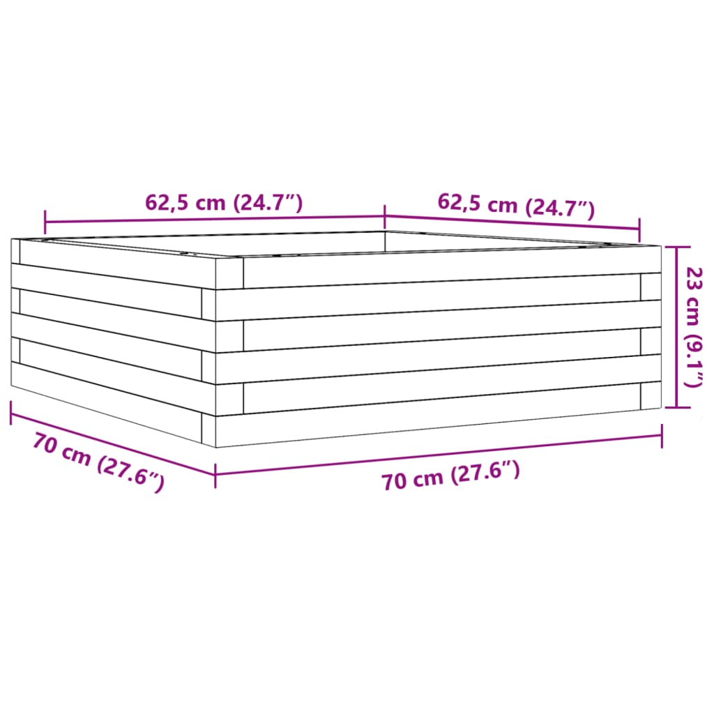 vidaXL Ζαρντινιέρα Κήπου 70x70x23 εκ. από Εμποτισμένο Ξύλο Πεύκου