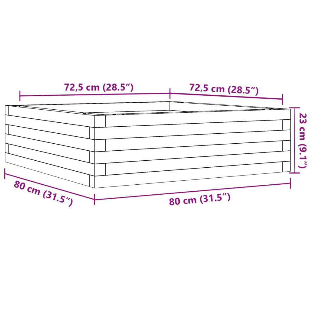 vidaXL Ζαρντινιέρα Κήπου 80x80x23 εκ. από Μασίφ Ξύλο Ψευδοτσούγκας
