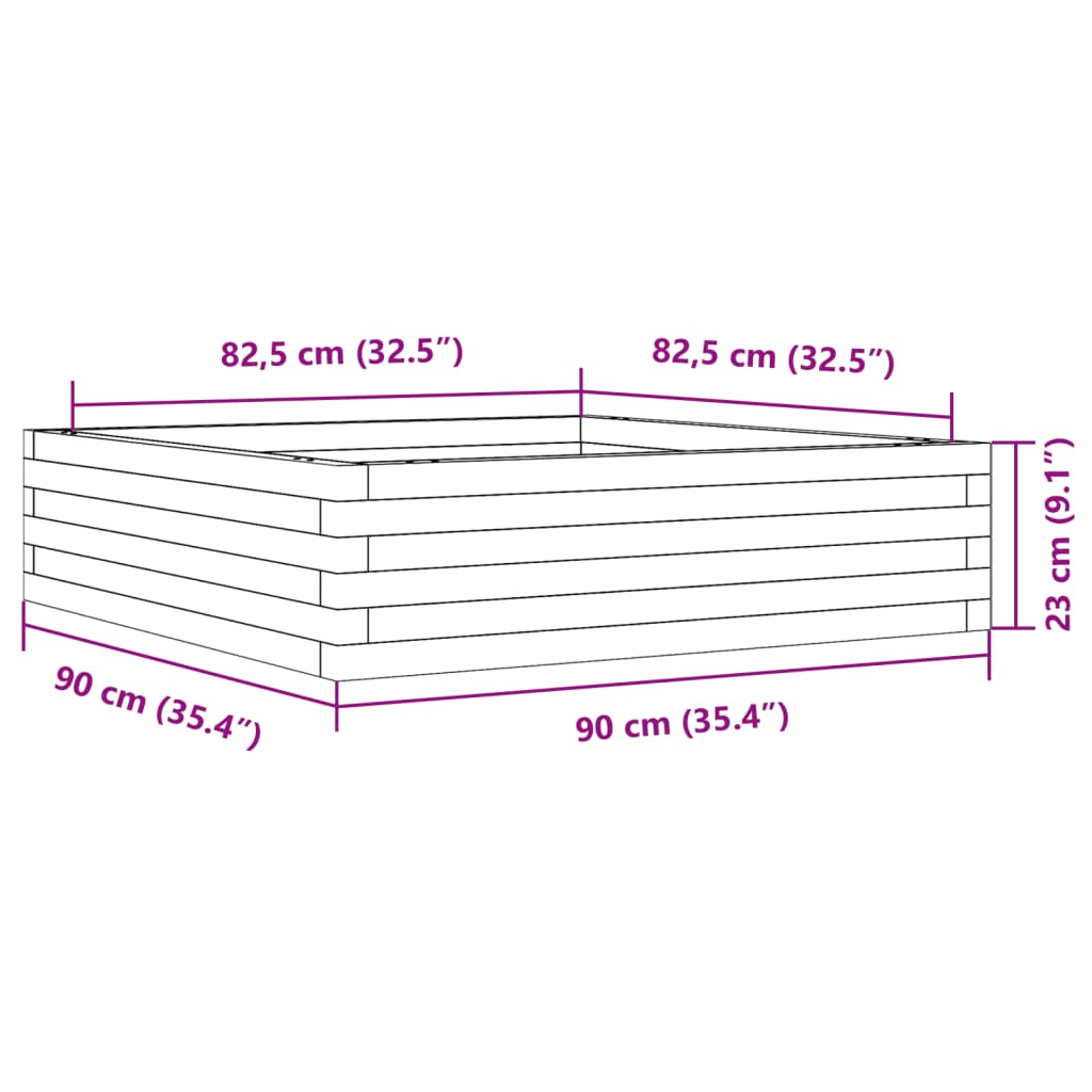 vidaXL Ζαρντινιέρα Κήπου 90x90x23 εκ. από Εμποτισμένο Ξύλο Πεύκου