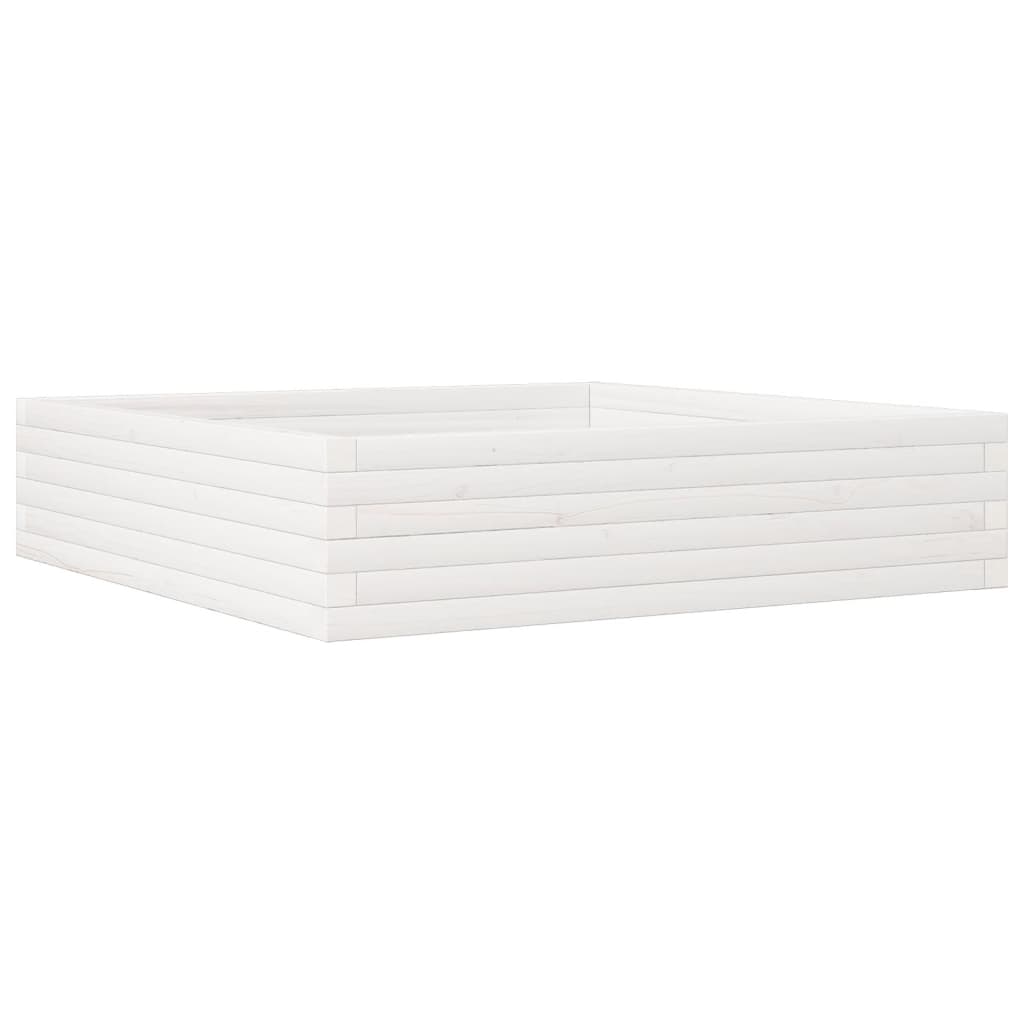 vidaXL Ζαρντινιέρα Κήπου Λευκή 100x100x23 εκ. από Μασίφ Ξύλο Πεύκου